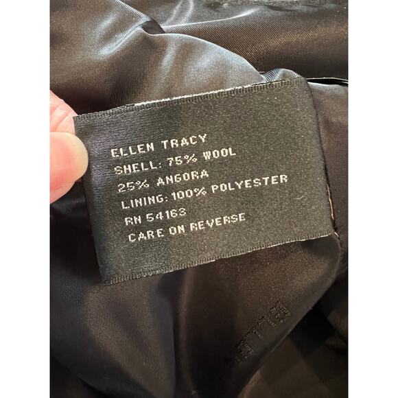 Ellen Tracy Stunning Classic Wool Blend Office Ready Coat Black 6 - Picture 6 of 6